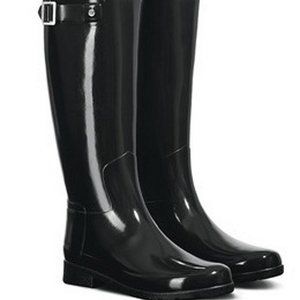 Hunter Tall Boots Black Gloss Wide Calf
